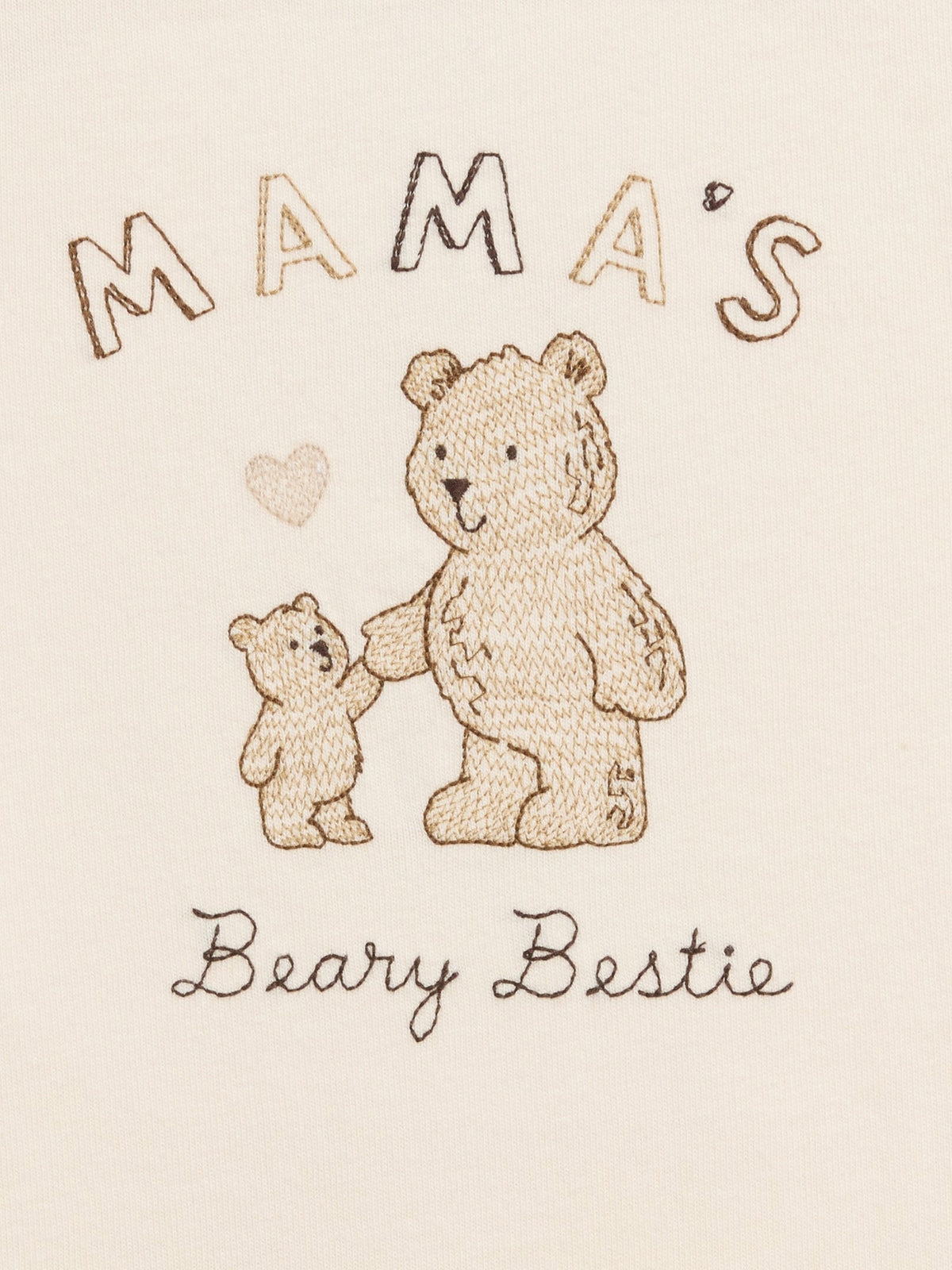 Krem Organik Pamuk Family Grafik Baskılı Bodysuit