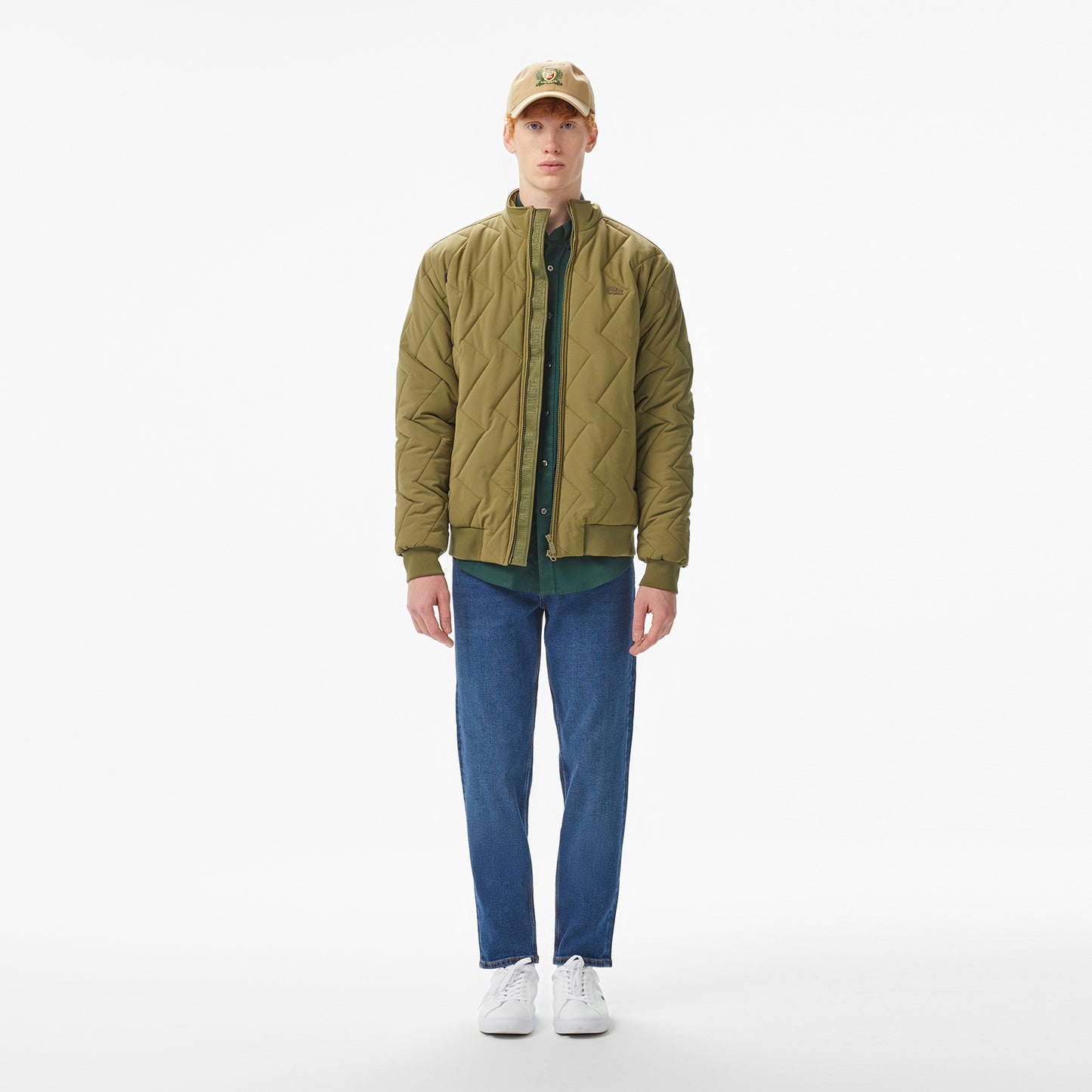 Lacoste Erkek Dik Yaka Kapitone Yeşil Mont