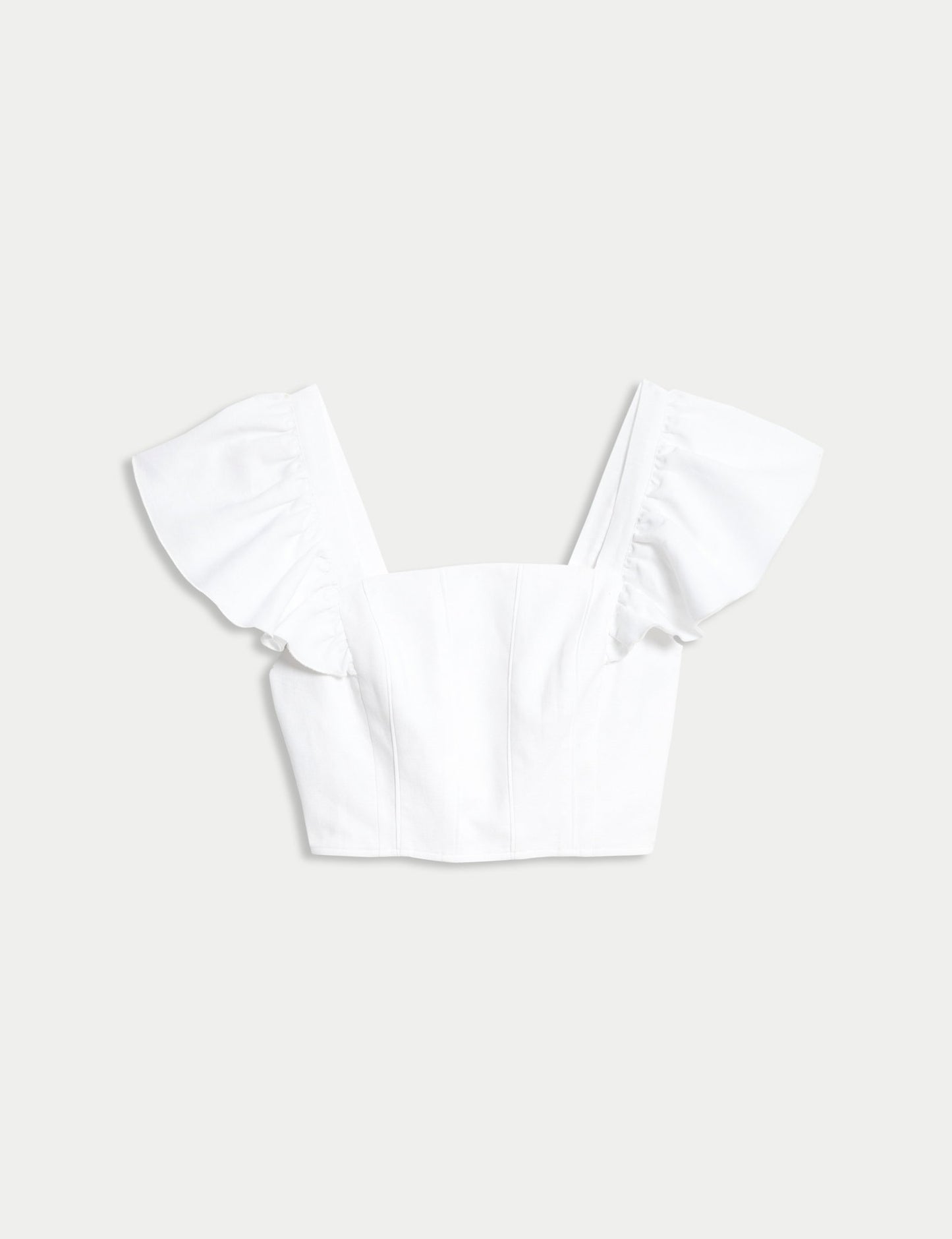 Keten Karışımlı Regular Fit Crop Top