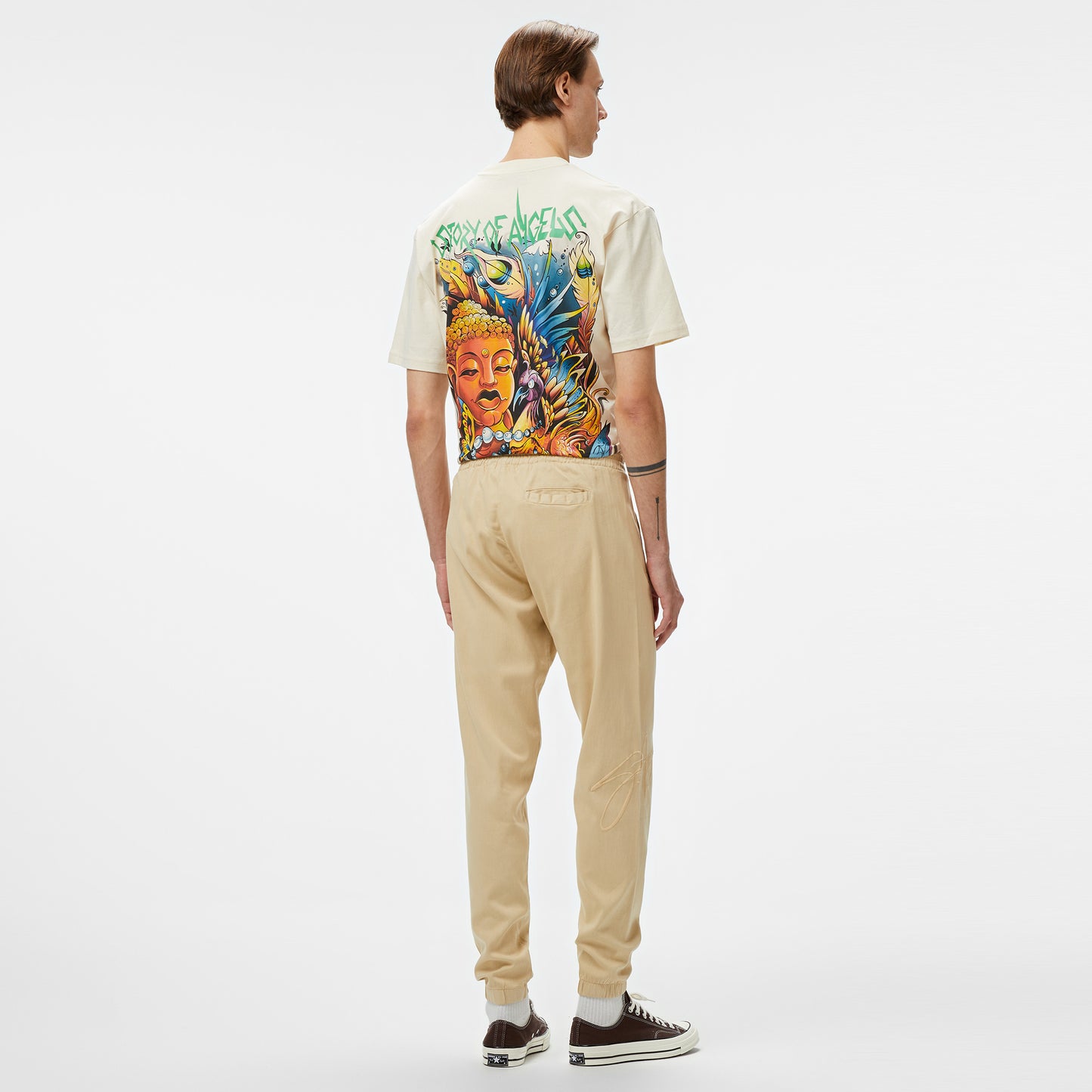 Story Of Angels Dream Logo Band Erkek Krem T-shirt