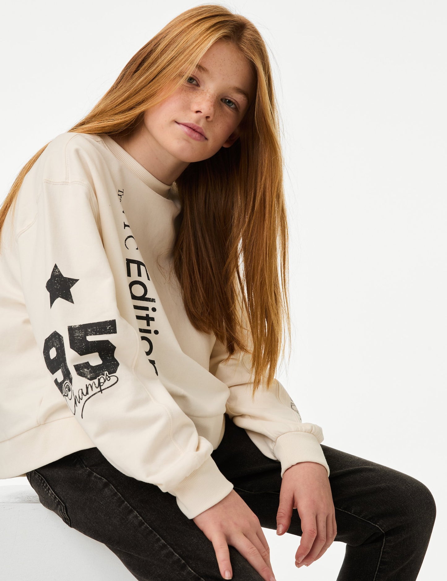 Pamuk Karışımlı Sloganlı Sweatshirt (6-16 Yaş)