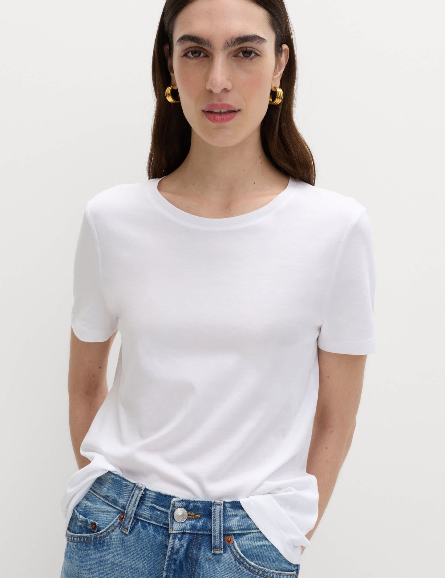 Saf Pamuklu Yuvarlak Yaka T-shirt