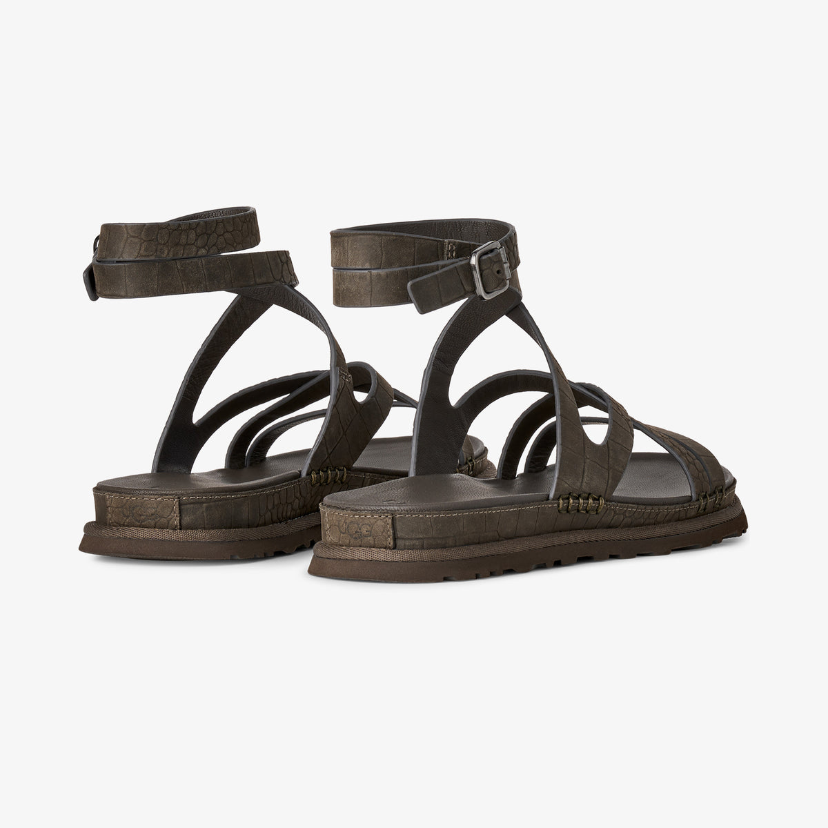 Ugg Goldengaze Embossed Ankle Wrap Kadın Siyah Sandalet