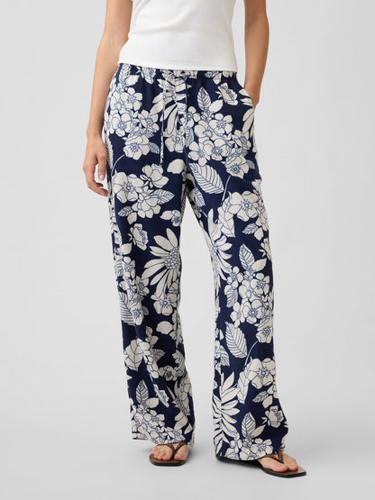 Lacivert Mid Rise Pull-on Wide-leg Pantolon