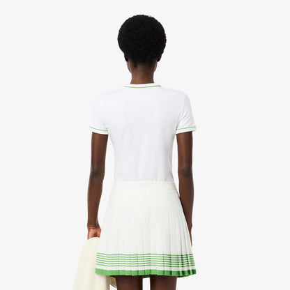 Lacoste Kadın Slim Fit Bisiklet Yaka Beyaz T-shirt