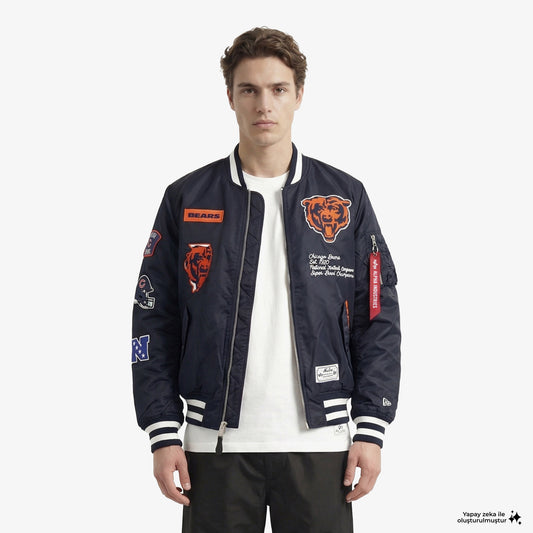 Alpha Industries X New Era Chicago Bears Ma-1 Bomber Erkek Lacivert Mont