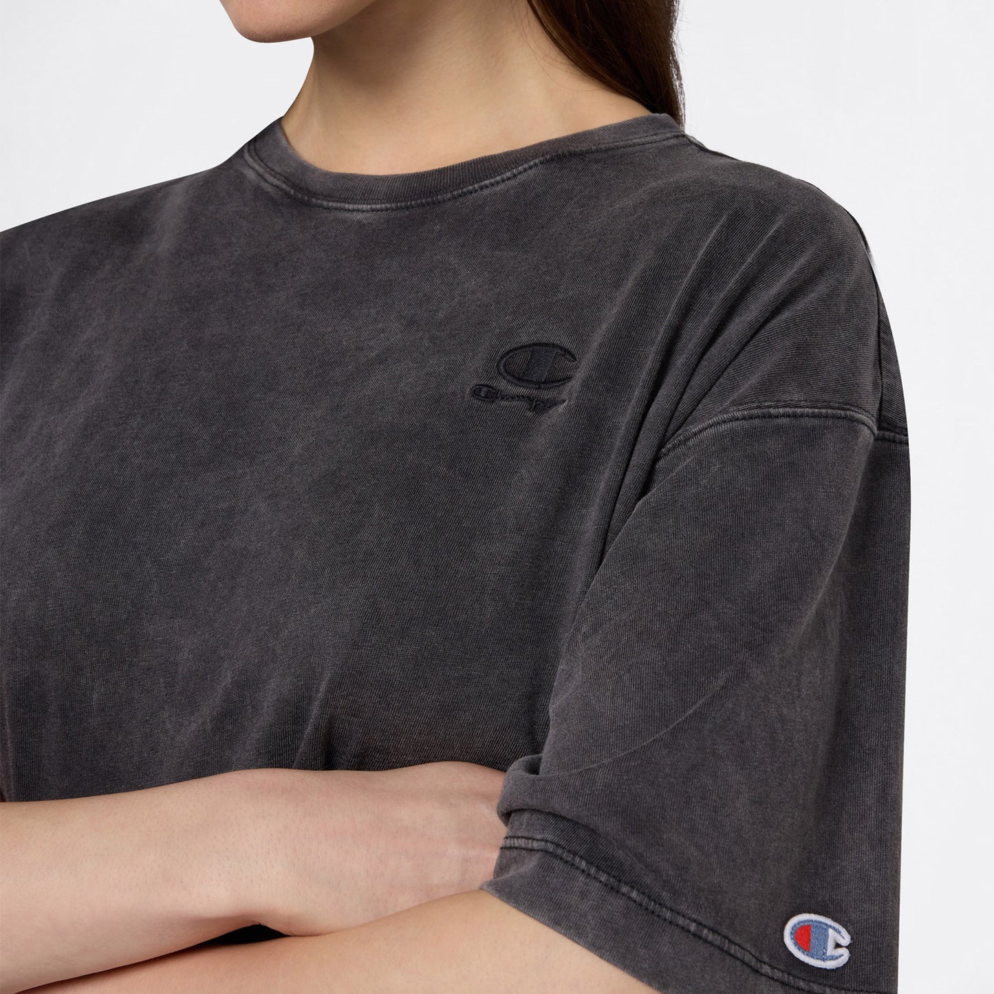 Champion Crewneck Regular Fit Kadın Gri T-shirt