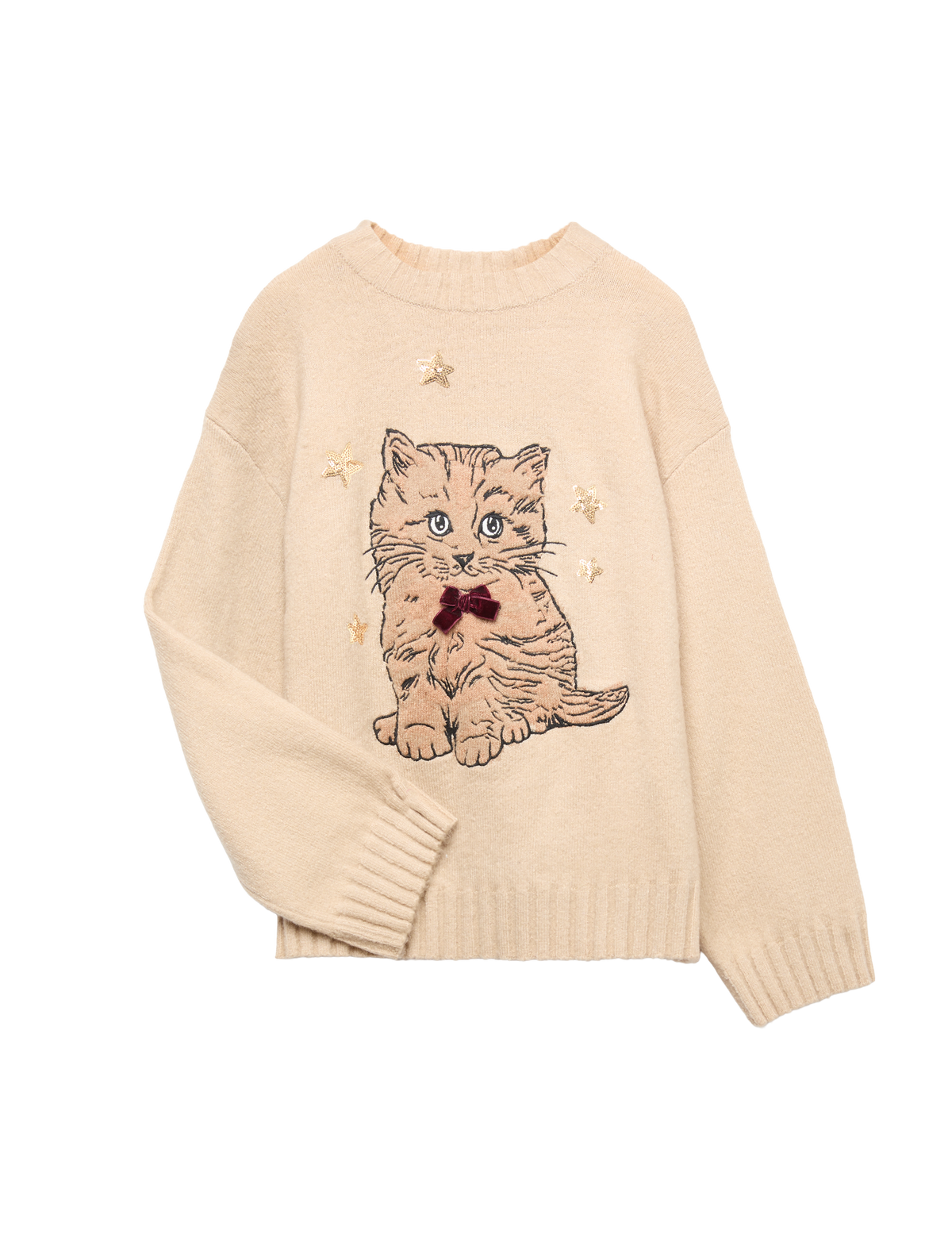 Kedi Desenli Triko Kazak