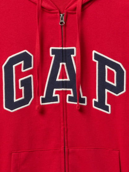 Kırmızı Gap Logo Fermuarlı Fransız Havlu Kumaş Sweatshirt