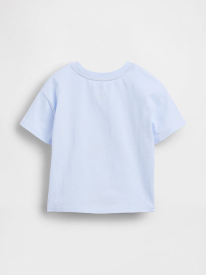 Açık Mavi Grafik Baskılı T-shirt
