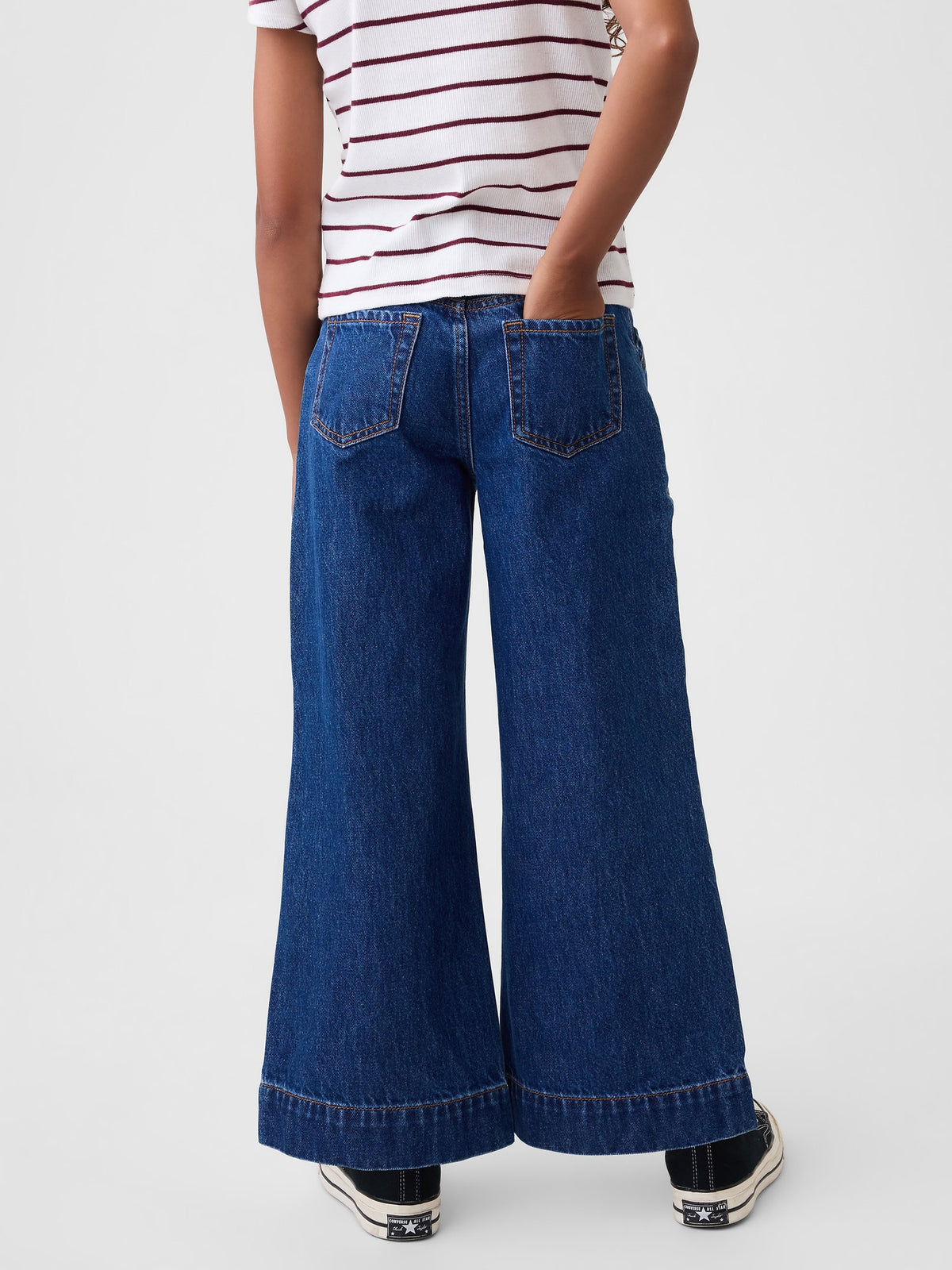Koyu Mavi High Rise Stride Wide-leg Ankle Jean Pantolon