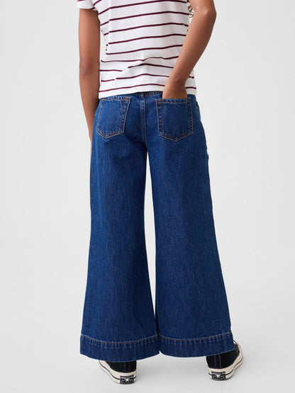 Koyu Mavi High Rise Stride Wide-leg Ankle Jean Pantolon