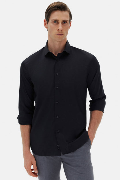 Tween Slim Fit Siyah Travel Gömlek