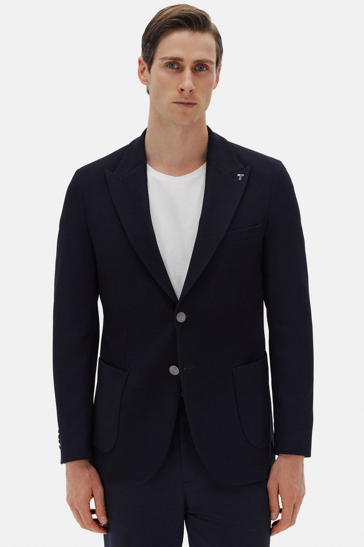 Tween Slim Fit Lacivert Diyogonal Kumaş Ceket
