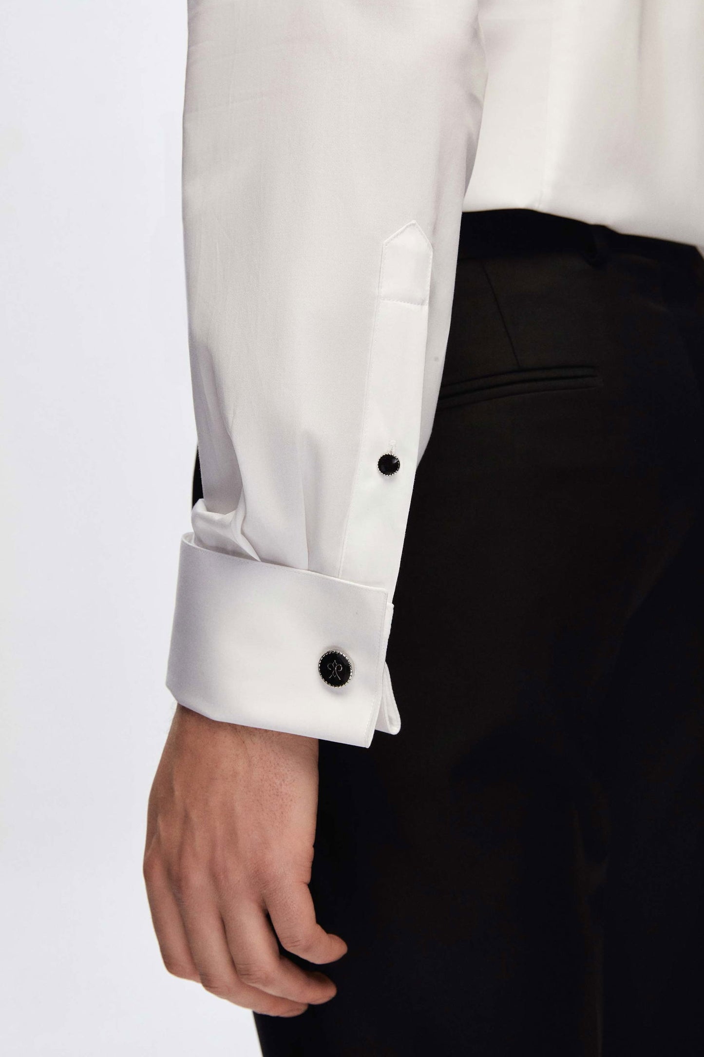 Damat Slim Fit Beyaz Jakar Desenli Smokin Gömlek