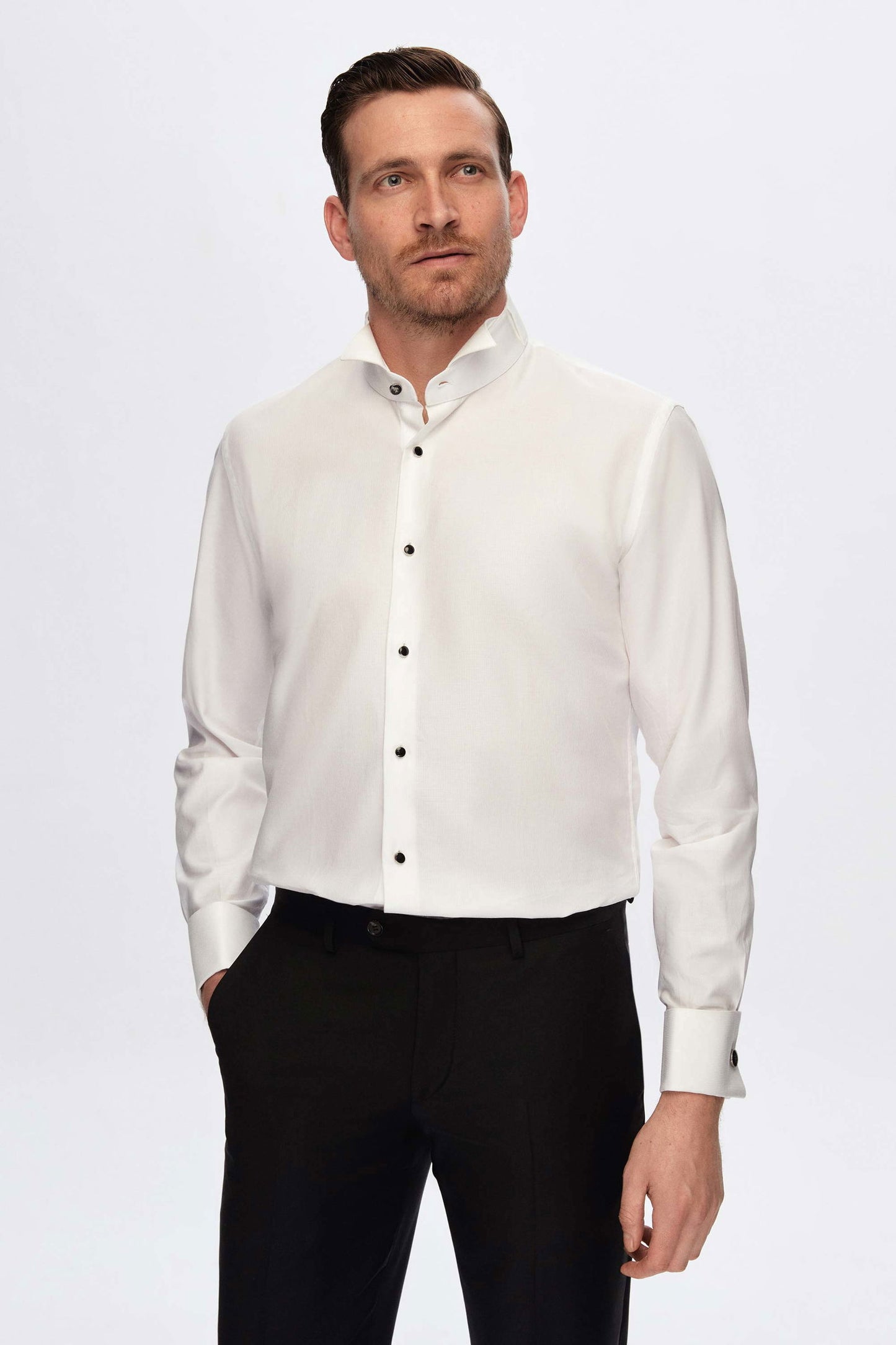 Damat Slim Fit Beyaz %100 Pamuk Smokin Gömlek