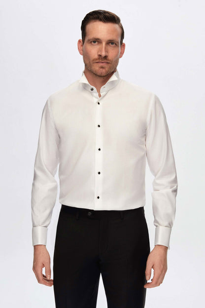 Damat Slim Fit Beyaz %100 Pamuk Smokin Gömlek