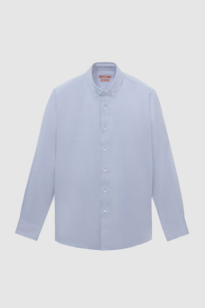 Damat Slim Fit Lacivert Armürlü %100 Pamuklu Gömlek