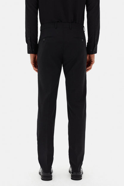 Damat Siyah Yün Karişimli Kumaş Pantolon