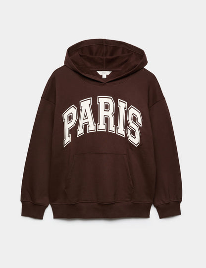 Grafik Baskılı Kapüşonlu Sweatshirt
