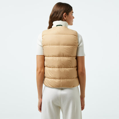 Lacoste Kadın Kapitone Regular Fit Dik Yaka Çift Taraflı Beyaz Yelek