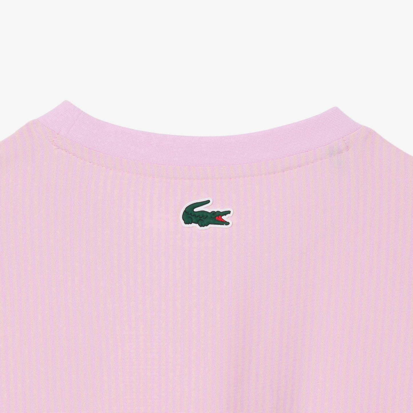 Lacoste Kadın Regular Fit Bisiklet Yaka Çizgili Pembe T-shirt