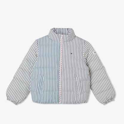 Tommy Hilfiger Mixed Stripe Puffer Çocuk Pembe Mont