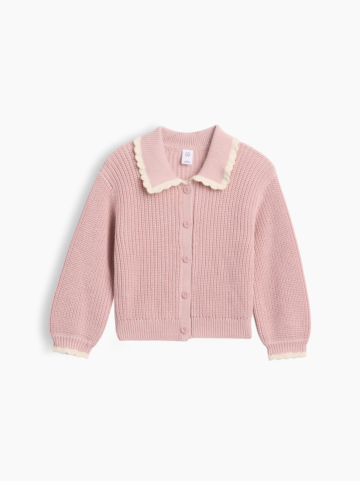 Pembe Polo Yaka Detaylı Triko Hırka