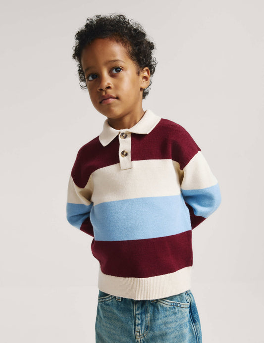 Çizgili Rugby Örgü Çocuk Kazak