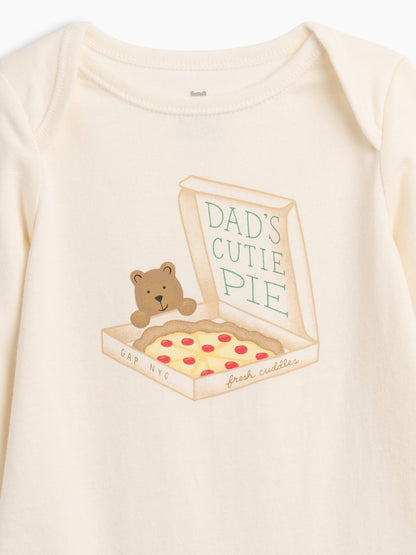 Krem First Favorites Organik Pamuk Grafik Baskılı Bodysuit