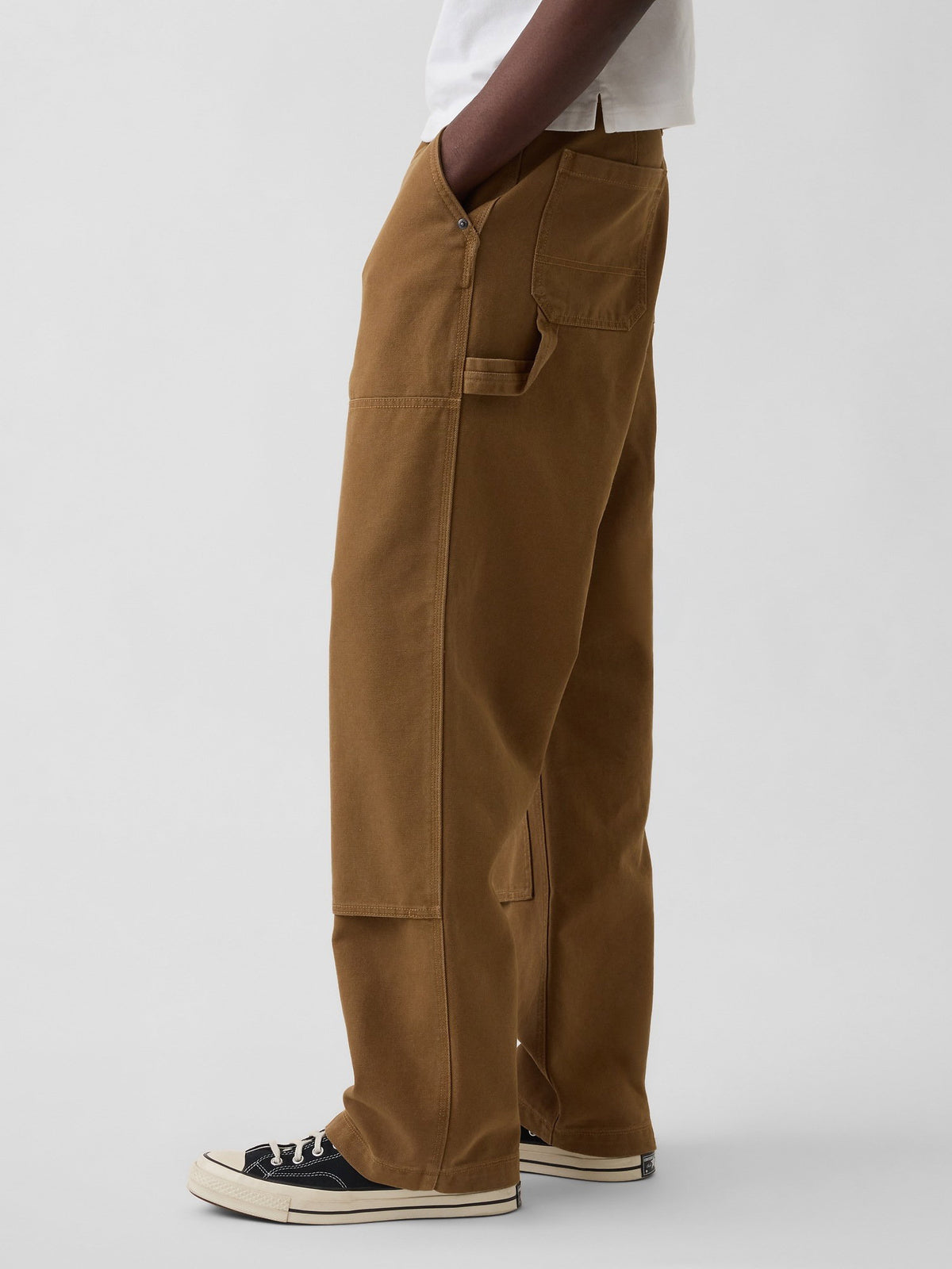 Kahverengi '90s Loose Kanvas Double-knee Carpenter Pantolon