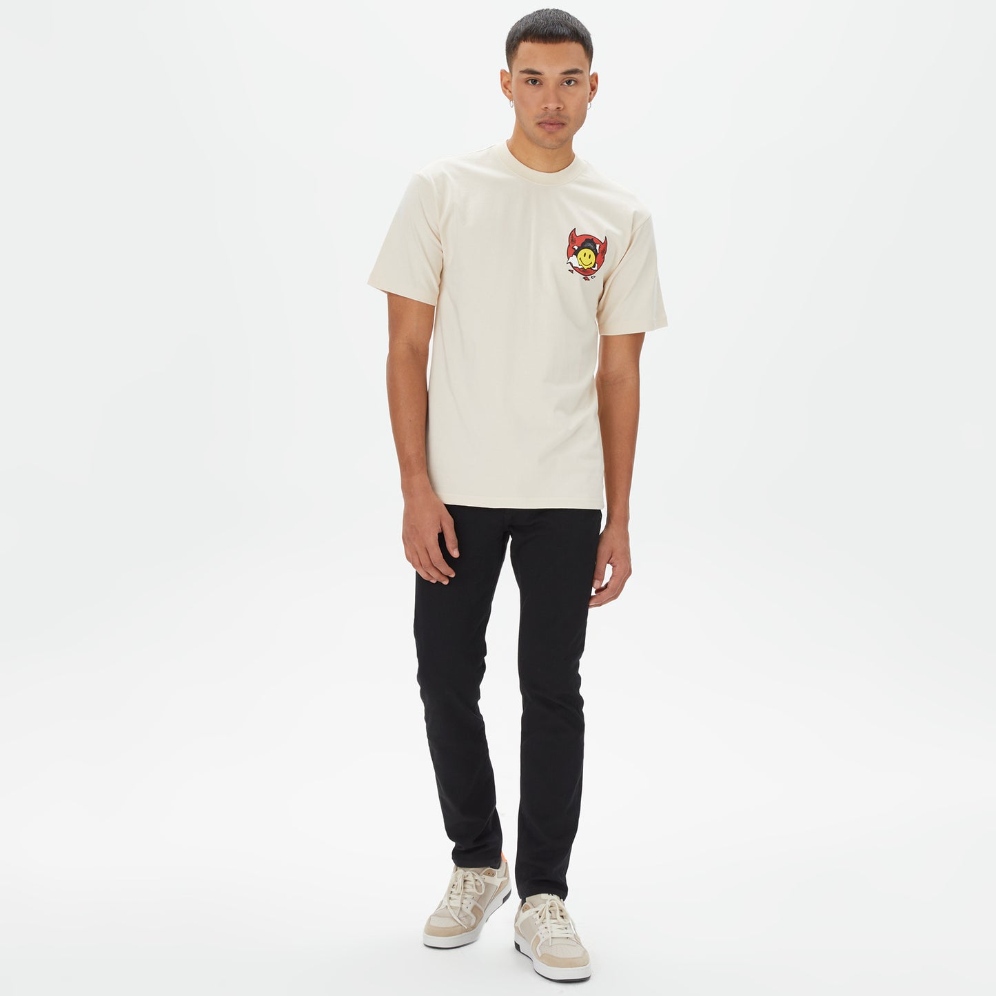 Market Smiley Inner Peace Erkek Krem T-shirt