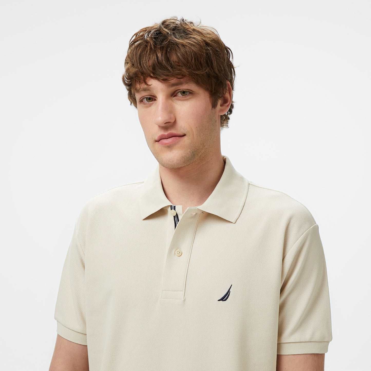 Nautica Erkek Bej Classic Fit Polo Yaka T-shirt