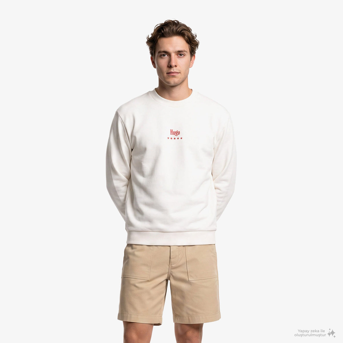 Hugo Nucavex Erkek Beyaz Sweatshirt