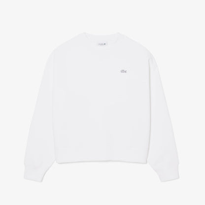 Lacoste Kadın Oversize Fit Bisiklet Yaka Beyaz Sweatshirt