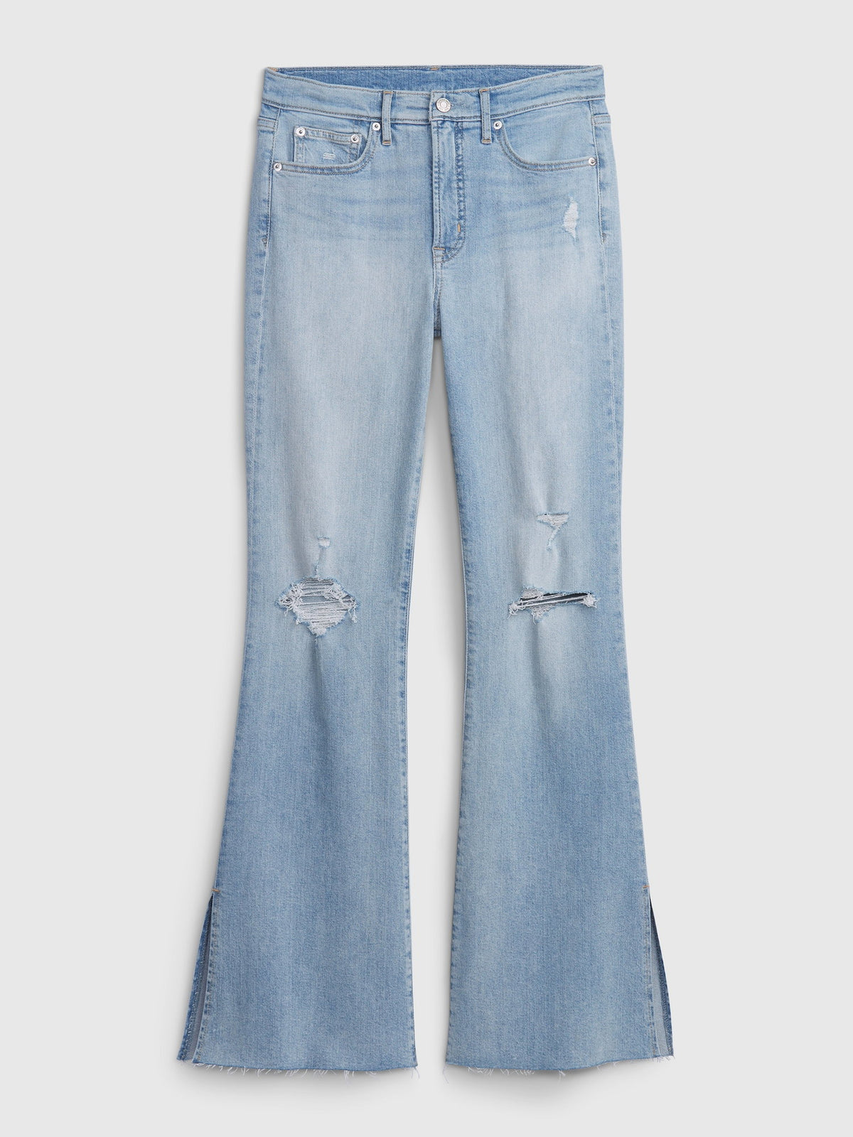 Açık Mavi High Rise Split Hem 70s Flare Washwell™ Jean Pantolon