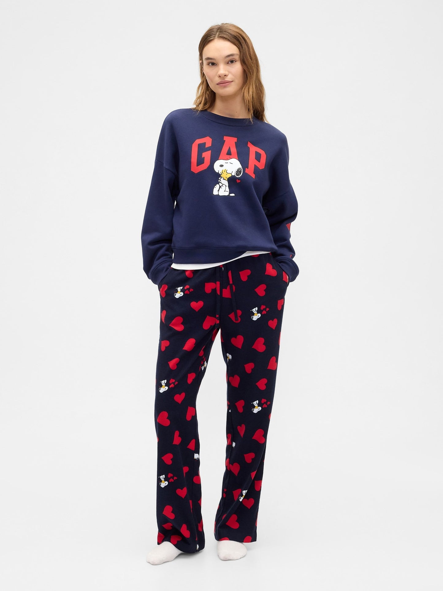 Lacivert Peanuts Oversized Wedge Gap Logo Sweatshirt