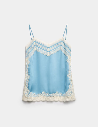 Dantel Detaylı Saten Askılı Bluz