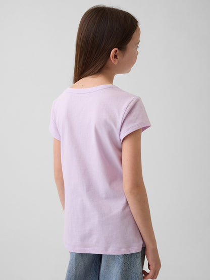 Lila Grafik Baskılı T-shirt