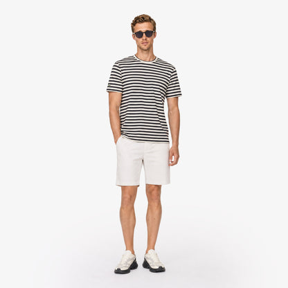 Lacoste Erkek Relaxed Fit Bisiklet Yaka Çizgili Bordo T-shirt