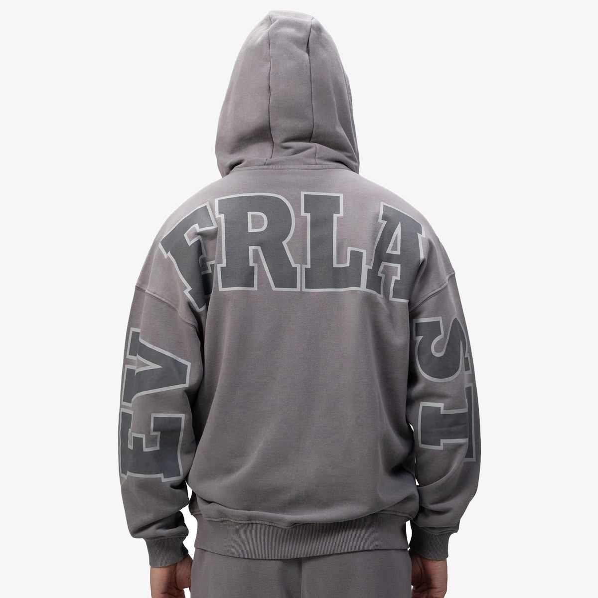 Everlast Giant Logo Oversize Koyu Gri Fermuarlı Erkek Sweatshir