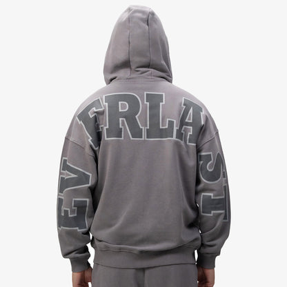 Everlast Giant Logo Oversize Koyu Gri Fermuarlı Erkek Sweatshir