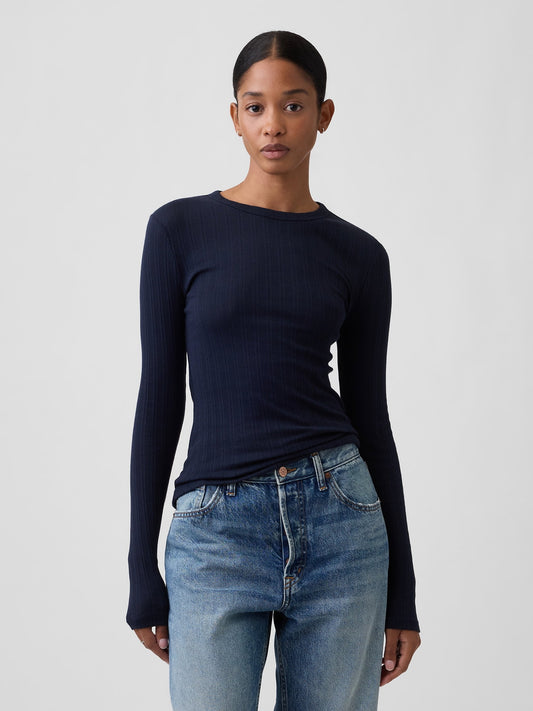Lacivert Essential Fitiili Pointelle T-shirt