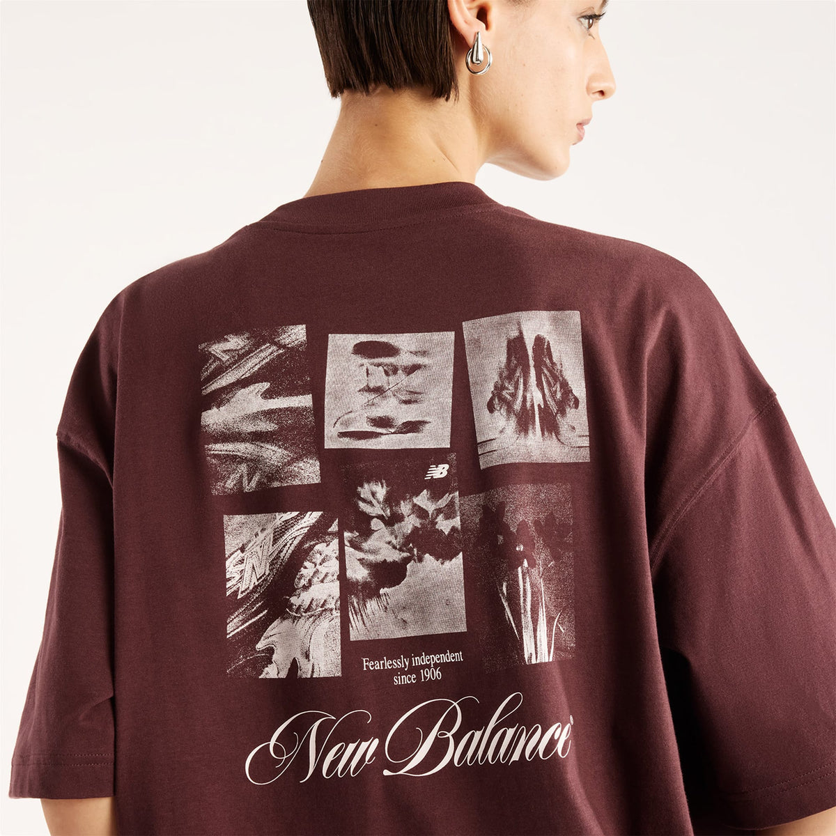 New Balance Pressed Flowers Memories Oversized Kadın Kahverengi T-shirt