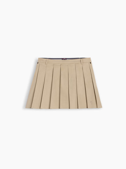 Bej Gap × Malbon Pileli Twill Mini Şort Etek