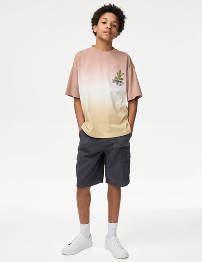 Saf Pamuk Ombre Yazılı T-shirt (2–16 Yaş)