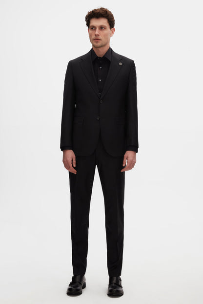 Damat Regular Fit Siyah Düz Superfine Wool Takim Elbise