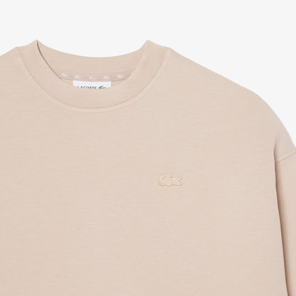 Lacoste Kadın Oversize Fit Bisiklet Yaka Bej Sweatshirt