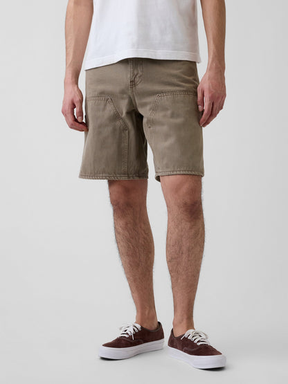 Kahverengi 9 Loose Denim Carpenter Şort
