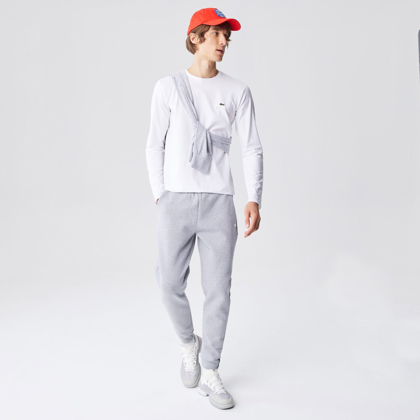 Lacoste Erkek Slim Fit Uzun Kollu Bisiklet Yaka Beyaz T-shirt